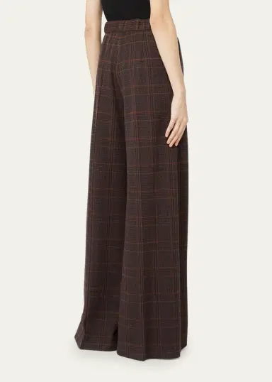 Max Mara Check Wool Wide-Leg Pants | Thumbnail 3 Max Mara Check Wool Wide-Leg Pants | Thumbnail 3