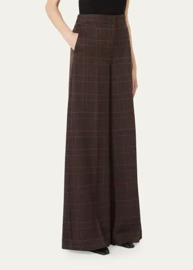 Max Mara Check Wool Wide-Leg Pants | Thumbnail 4 Max Mara Check Wool Wide-Leg Pants | Thumbnail 4