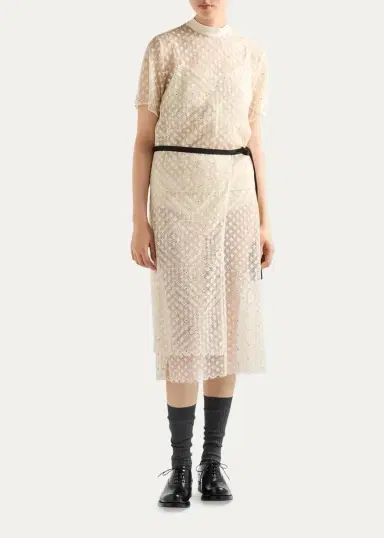 Prada Embellished Floral Mesh Midi Dress | Thumbnail 2 Prada Embellished Floral Mesh Midi Dress | Thumbnail 2