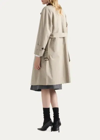 Prada Leather-Trim Cotton Trench Coat | Thumbnail 3 Prada Leather-Trim Cotton Trench Coat | Thumbnail 3