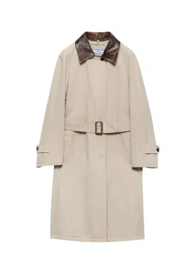 Prada Leather-Trim Cotton Trench Coat | Thumbnail 1 Prada Leather-Trim Cotton Trench Coat | Thumbnail 1