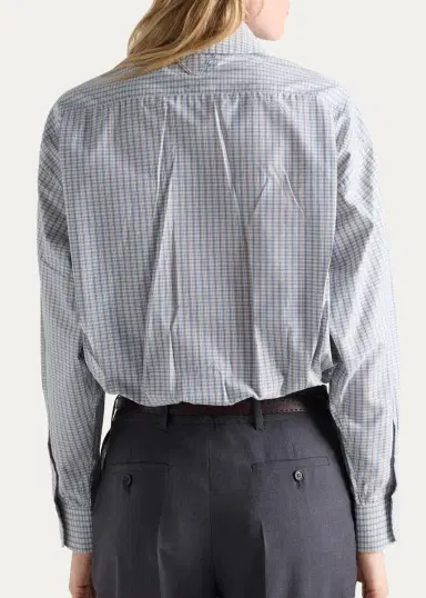 Prada Plaid Cotton Bow-Collar Shirt | Thumbnail 3 Prada Plaid Cotton Bow-Collar Shirt | Thumbnail 3