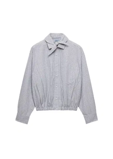 Prada Plaid Cotton Bow-Collar Shirt | Thumbnail 1 Prada Plaid Cotton Bow-Collar Shirt | Thumbnail 1
