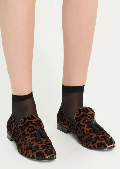 Gianvito Rossi Leopard Velvet Tassel Loafers | Thumbnail 2 Gianvito Rossi Leopard Velvet Tassel Loafers | Thumbnail 2