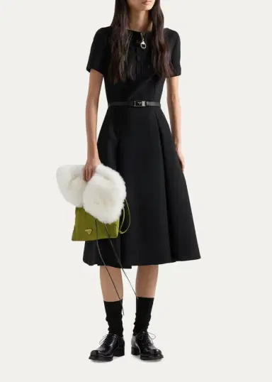 Prada Abiti Wool A-Line Midi Dress | Thumbnail 2 Prada Abiti Wool A-Line Midi Dress | Thumbnail 2