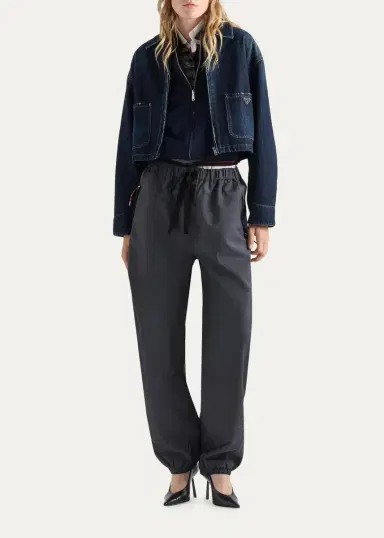 Prada Drop-Shoulder Denim Crop Jacket | Thumbnail 2 Prada Drop-Shoulder Denim Crop Jacket | Thumbnail 2