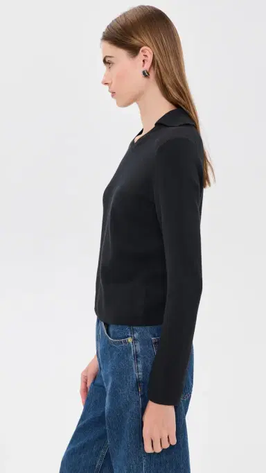 Vince High V Neck Polo | Thumbnail 4 Vince High V Neck Polo | Thumbnail 4