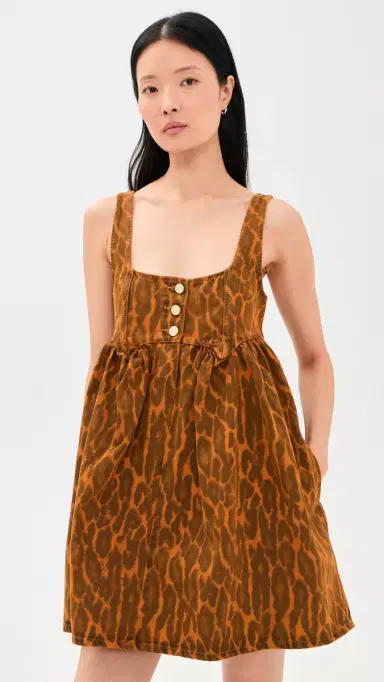 Ganni Print Denim Babydoll Mini Dress | Thumbnail 3 Ganni Print Denim Babydoll Mini Dress | Thumbnail 3