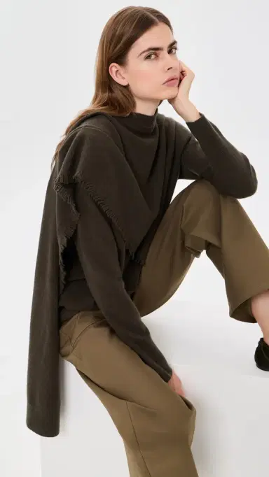 Vince Draped Fringe Scarf Sweater | Thumbnail 2 Vince Draped Fringe Scarf Sweater | Thumbnail 2