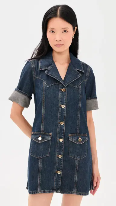 Ganni Slub Mix Denim Mini Dress | Thumbnail 2 Ganni Slub Mix Denim Mini Dress | Thumbnail 2