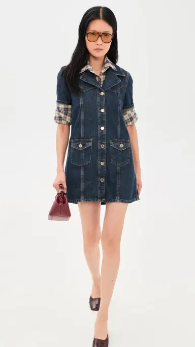 Ganni Slub Mix Denim Mini Dress | Thumbnail 5 Ganni Slub Mix Denim Mini Dress | Thumbnail 5