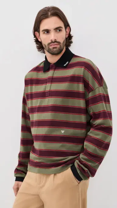 Rhude Fontaine Striped Long Sleeve Polo | Thumbnail 2 Rhude Fontaine Striped Long Sleeve Polo | Thumbnail 2