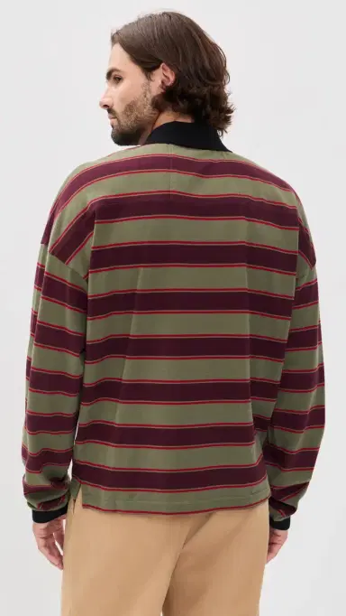 Rhude Fontaine Striped Long Sleeve Polo | Thumbnail 3 Rhude Fontaine Striped Long Sleeve Polo | Thumbnail 3