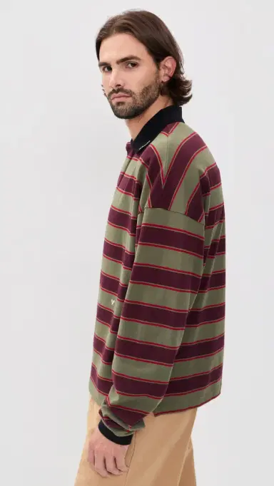 Rhude Fontaine Striped Long Sleeve Polo | Thumbnail 4 Rhude Fontaine Striped Long Sleeve Polo | Thumbnail 4