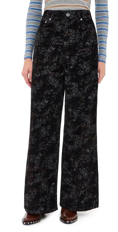 Ganni Printed Flock Denim Marri 2.0 Pants | Thumbnail 1 Ganni Printed Flock Denim Marri 2.0 Pants | Thumbnail 1