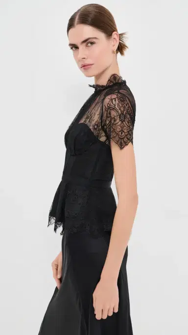 Simkhai Kehlani Lingerie Lace Short Sleeve Bustier Top | Thumbnail 4 Simkhai Kehlani Lingerie Lace Short Sleeve Bustier Top | Thumbnail 4