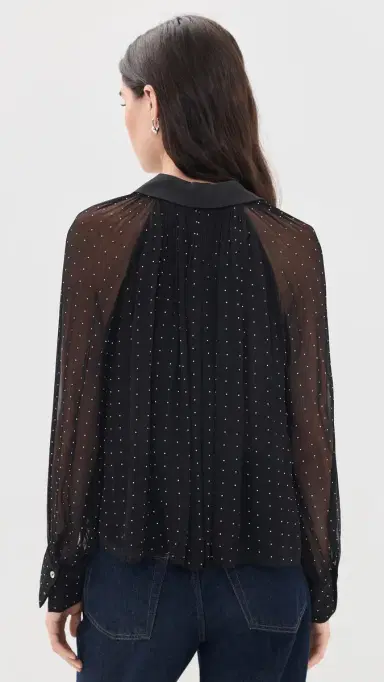 Vince Heat Set Dot Sheer Gathered Blouse | Thumbnail 3 Vince Heat Set Dot Sheer Gathered Blouse | Thumbnail 3