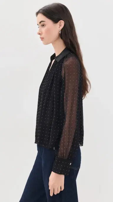 Vince Heat Set Dot Sheer Gathered Blouse | Thumbnail 4 Vince Heat Set Dot Sheer Gathered Blouse | Thumbnail 4