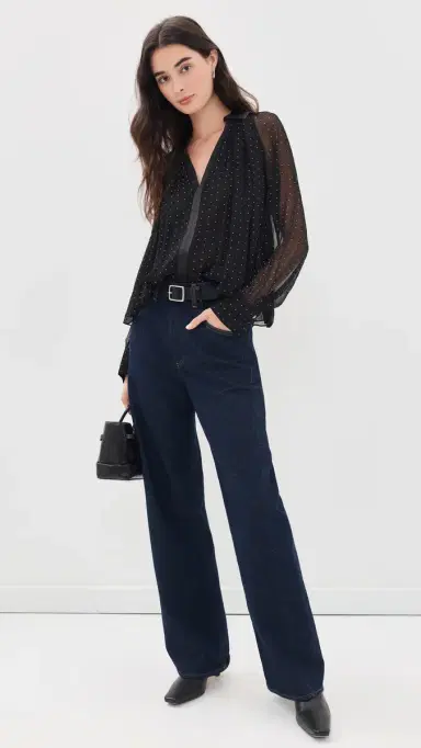 Vince Heat Set Dot Sheer Gathered Blouse | Thumbnail 5 Vince Heat Set Dot Sheer Gathered Blouse | Thumbnail 5