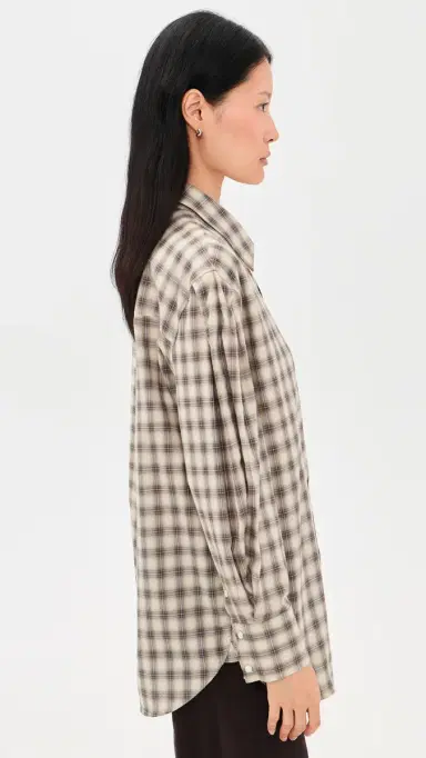 Ganni Light Check Flannel Pleated Sleeve Shirt | Thumbnail 4 Ganni Light Check Flannel Pleated Sleeve Shirt | Thumbnail 4
