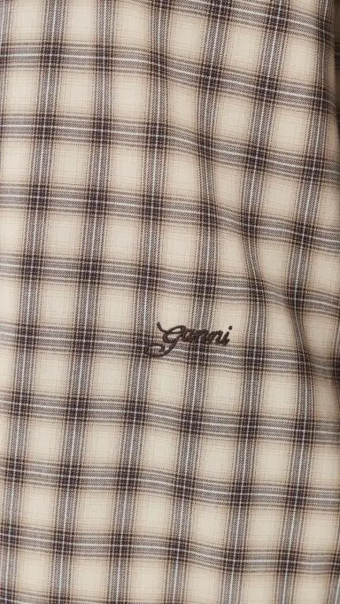 Ganni Light Check Flannel Pleated Sleeve Shirt | Thumbnail 6 Ganni Light Check Flannel Pleated Sleeve Shirt | Thumbnail 6