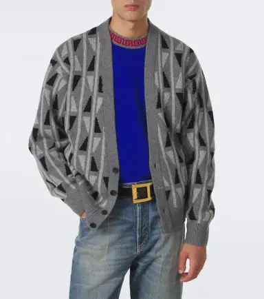 Versace Jacquard wool and cashmere cardigan | Thumbnail 2 Versace Jacquard wool and cashmere cardigan | Thumbnail 2