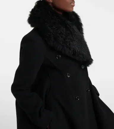 Alaïa Alaïa Shearling-trimmed wool and silk coat | Thumbnail 4 Alaïa Alaïa Shearling-trimmed wool and silk coat | Thumbnail 4