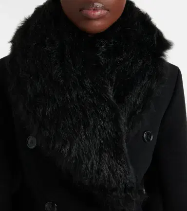 Alaïa Alaïa Shearling-trimmed wool and silk coat | Thumbnail 6 Alaïa Alaïa Shearling-trimmed wool and silk coat | Thumbnail 6