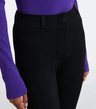 Loewe Leather-trimmed ribbed-knit leggings | Thumbnail 2 Loewe Leather-trimmed ribbed-knit leggings | Thumbnail 2