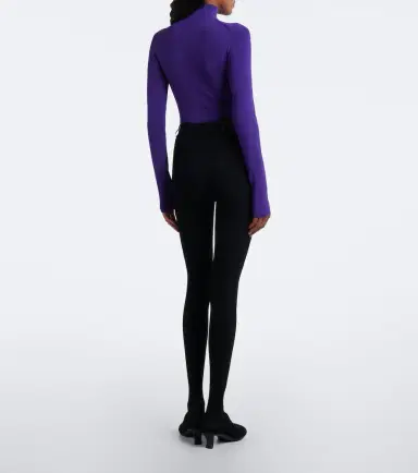 Loewe Leather-trimmed ribbed-knit leggings | Thumbnail 3 Loewe Leather-trimmed ribbed-knit leggings | Thumbnail 3