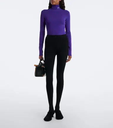 Loewe Leather-trimmed ribbed-knit leggings | Thumbnail 5 Loewe Leather-trimmed ribbed-knit leggings | Thumbnail 5