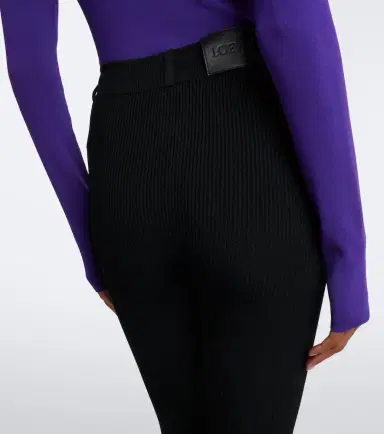 Loewe Leather-trimmed ribbed-knit leggings | Thumbnail 6 Loewe Leather-trimmed ribbed-knit leggings | Thumbnail 6