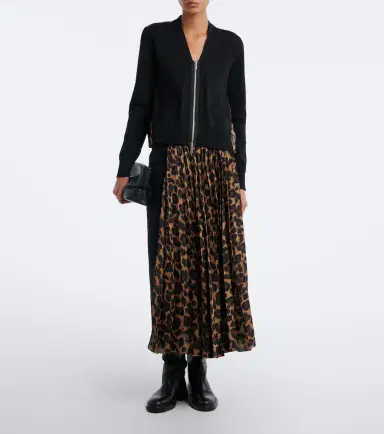 Sacai Paneled leopard-print cotton-blend cardigan | Thumbnail 2 Sacai Paneled leopard-print cotton-blend cardigan | Thumbnail 2