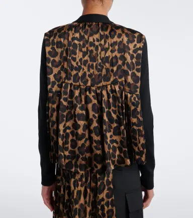 Sacai Paneled leopard-print cotton-blend cardigan | Thumbnail 3 Sacai Paneled leopard-print cotton-blend cardigan | Thumbnail 3