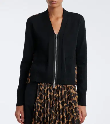 Sacai Paneled leopard-print cotton-blend cardigan | Thumbnail 4 Sacai Paneled leopard-print cotton-blend cardigan | Thumbnail 4