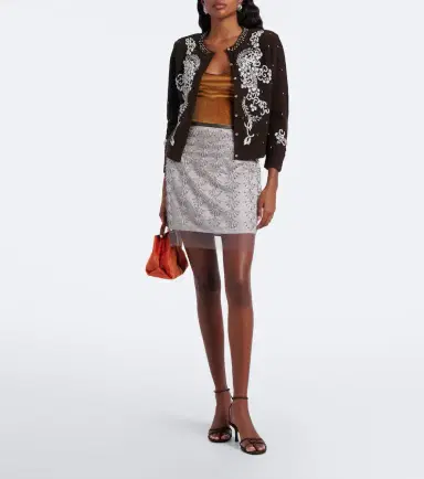 Jacques Wei Beaded leather-trimmed mesh miniskirt | Thumbnail 2 Jacques Wei Beaded leather-trimmed mesh miniskirt | Thumbnail 2
