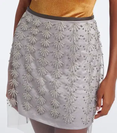 Jacques Wei Beaded leather-trimmed mesh miniskirt | Thumbnail 4 Jacques Wei Beaded leather-trimmed mesh miniskirt | Thumbnail 4