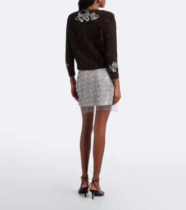 Jacques Wei Beaded leather-trimmed mesh miniskirt | Thumbnail 5 Jacques Wei Beaded leather-trimmed mesh miniskirt | Thumbnail 5
