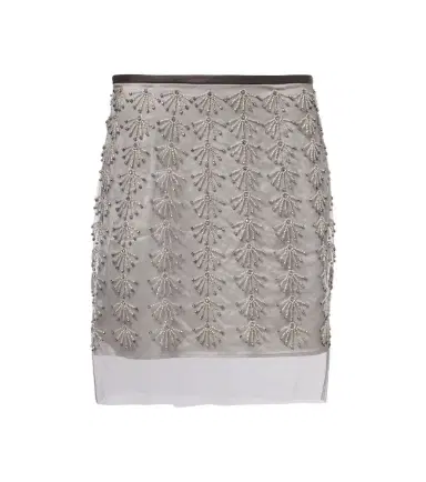 Jacques Wei Beaded leather-trimmed mesh miniskirt | Thumbnail 1 Jacques Wei Beaded leather-trimmed mesh miniskirt | Thumbnail 1