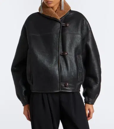 Isabel Marant Charina shearling-trimmed leather jacket | Thumbnail 2 Isabel Marant Charina shearling-trimmed leather jacket | Thumbnail 2