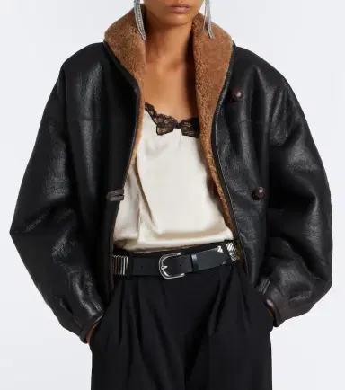 Isabel Marant Charina shearling-trimmed leather jacket | Thumbnail 8 Isabel Marant Charina shearling-trimmed leather jacket | Thumbnail 8