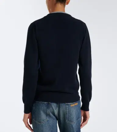 Miu Miu Logo layered cashmere cardigan | Thumbnail 6 Miu Miu Logo layered cashmere cardigan | Thumbnail 6
