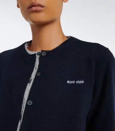 Miu Miu Logo layered cashmere cardigan | Thumbnail 7 Miu Miu Logo layered cashmere cardigan | Thumbnail 7
