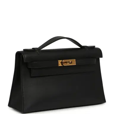 HERMÈS Pre-owned Hermes Kelly Pochette Black Swift Rose Gold Hardware | Thumbnail 2 HERMÈS Pre-owned Hermes Kelly Pochette Black Swift Rose Gold Hardware | Thumbnail 2