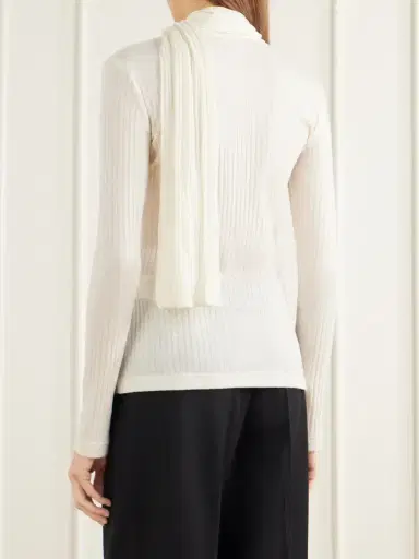 TOTEME Scarf-detailed Ribbed Lyocell-blend Blouse | Thumbnail 4 TOTEME Scarf-detailed Ribbed Lyocell-blend Blouse | Thumbnail 4