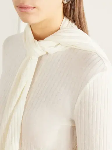 TOTEME Scarf-detailed Ribbed Lyocell-blend Blouse | Thumbnail 5 TOTEME Scarf-detailed Ribbed Lyocell-blend Blouse | Thumbnail 5