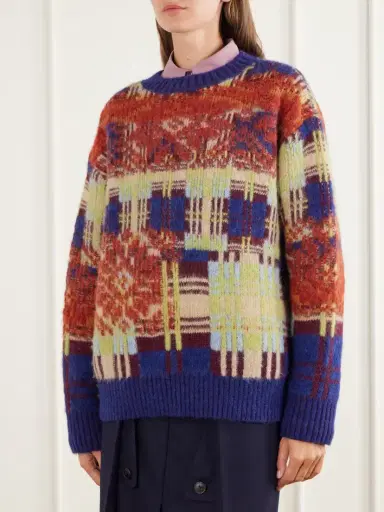 Dries Van Noten Checked Brushed Merino And Wool-blend Sweater | Thumbnail 3 Dries Van Noten Checked Brushed Merino And Wool-blend Sweater | Thumbnail 3
