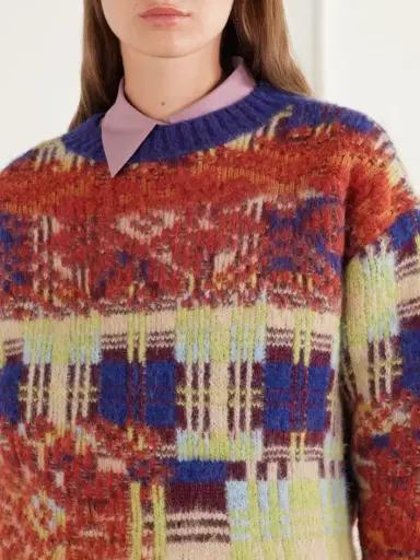 Dries Van Noten Checked Brushed Merino And Wool-blend Sweater | Thumbnail 5 Dries Van Noten Checked Brushed Merino And Wool-blend Sweater | Thumbnail 5