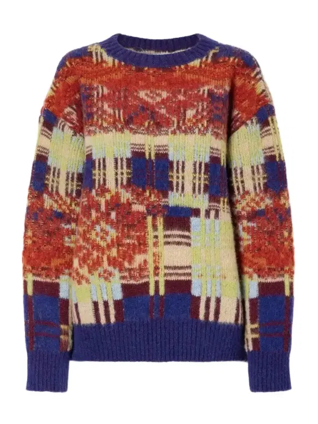 Checked Brushed Merino And Wool-blend Sweater Checked Brushed Merino And Wool-blend Sweater