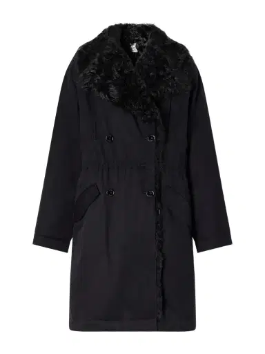 TOTEME Double-breasted Shearling-trimmed Organic Cotton Coat | Thumbnail 1 TOTEME Double-breasted Shearling-trimmed Organic Cotton Coat | Thumbnail 1